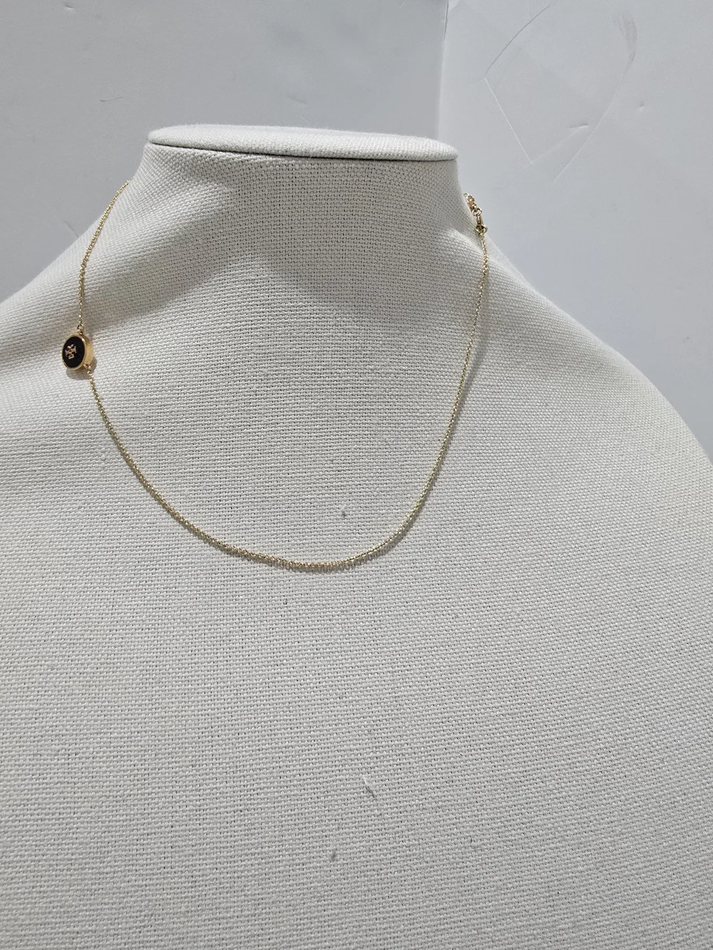 Tory Burch Logo Necklace Gold Black